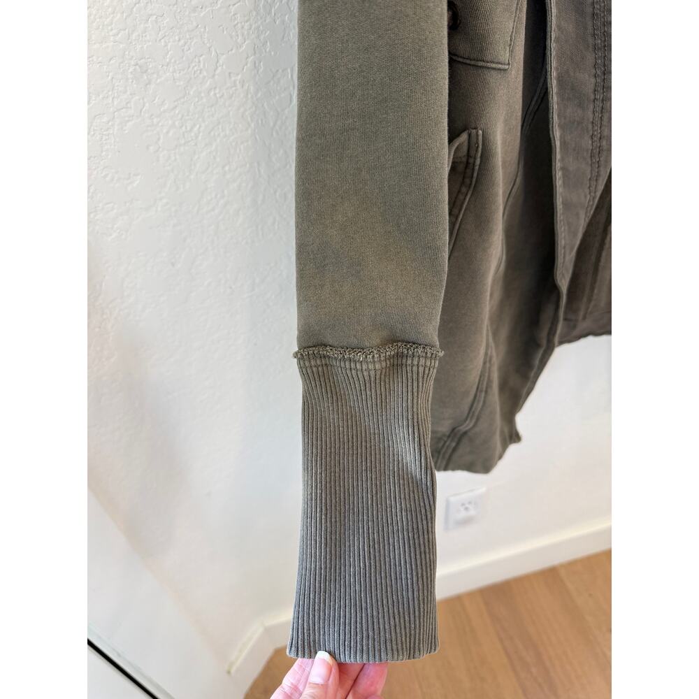 Free People XS Olive Green Oversized Hooded Utility Jacket Boho Distressed - Picture 8 of 10